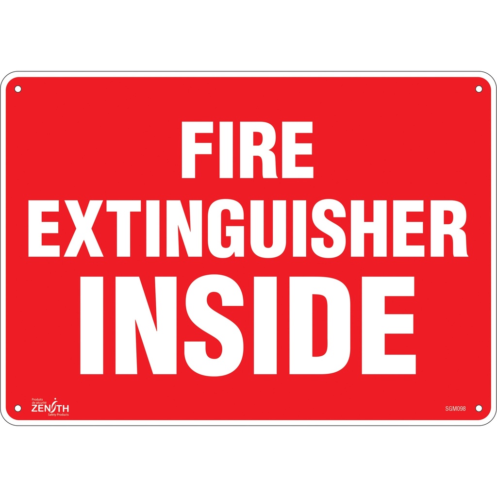 [ZEN-SGM098] Enseigne «Fire Extinguisher Inside» Plastique 14" x 10"
