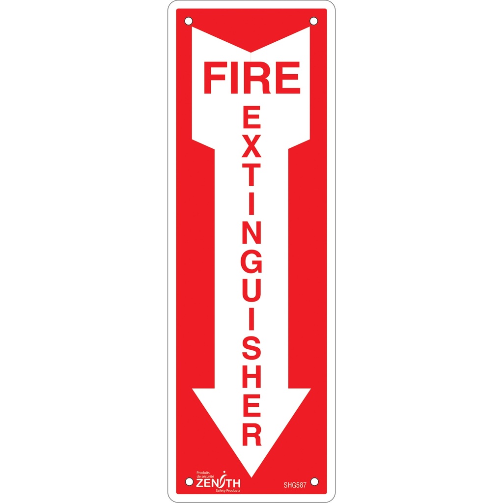 [ZEN-SHG587] Enseigne «Fire Extinguisher» Aluminium 4" x 12"