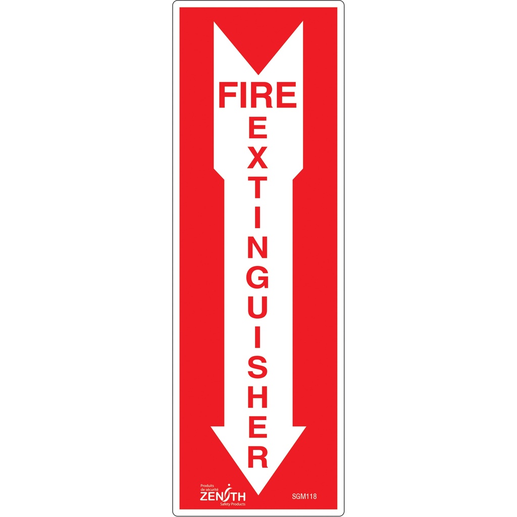 [ZEN-SGM118] Enseigne «Fire Extinguisher» Vinyle 4" x 12"