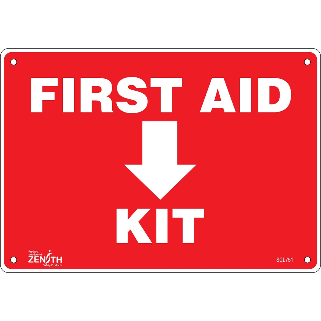 Enseigne «First Aid Kit» Aluminium 10" x 7"