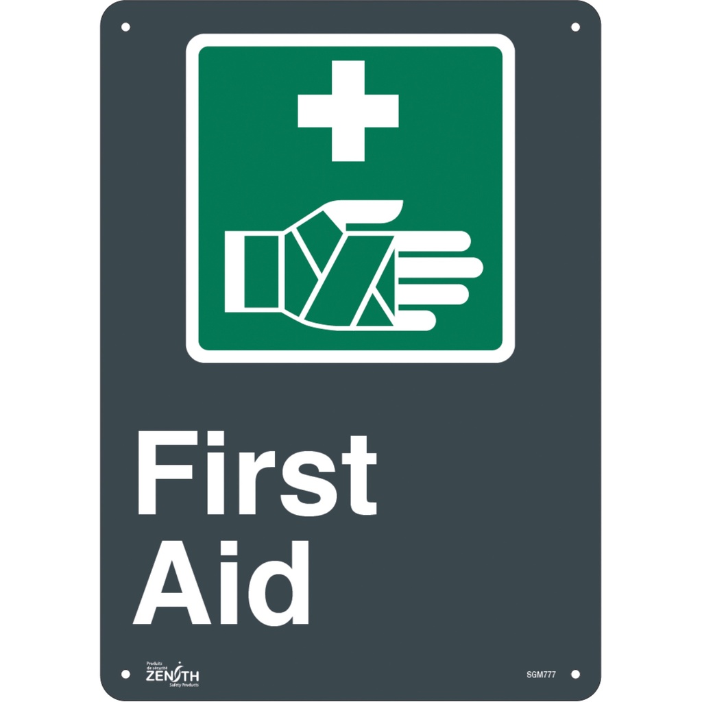 Enseigne «First Aid» Aluminium 10" x 14"