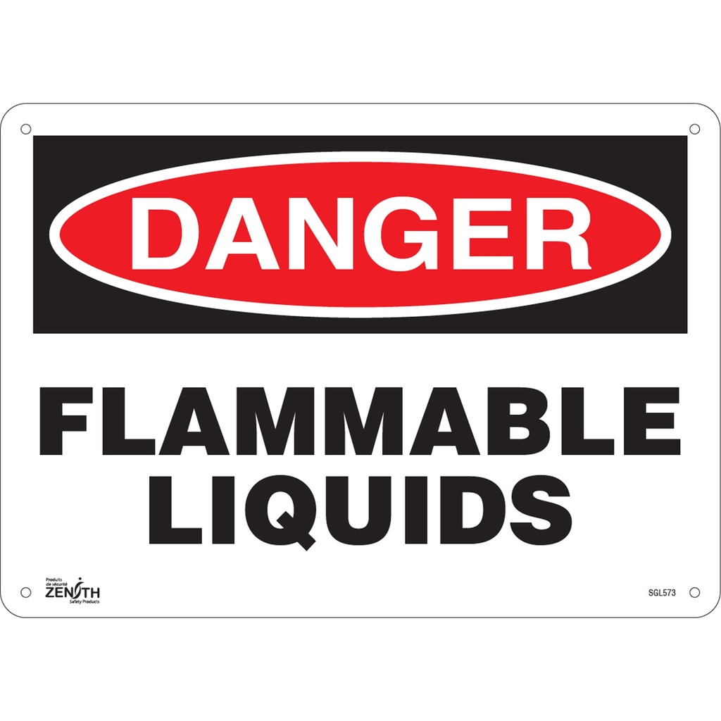 [ZEN-SGL573] Enseigne «Flammable Liquids» Plastique 14" x 10"