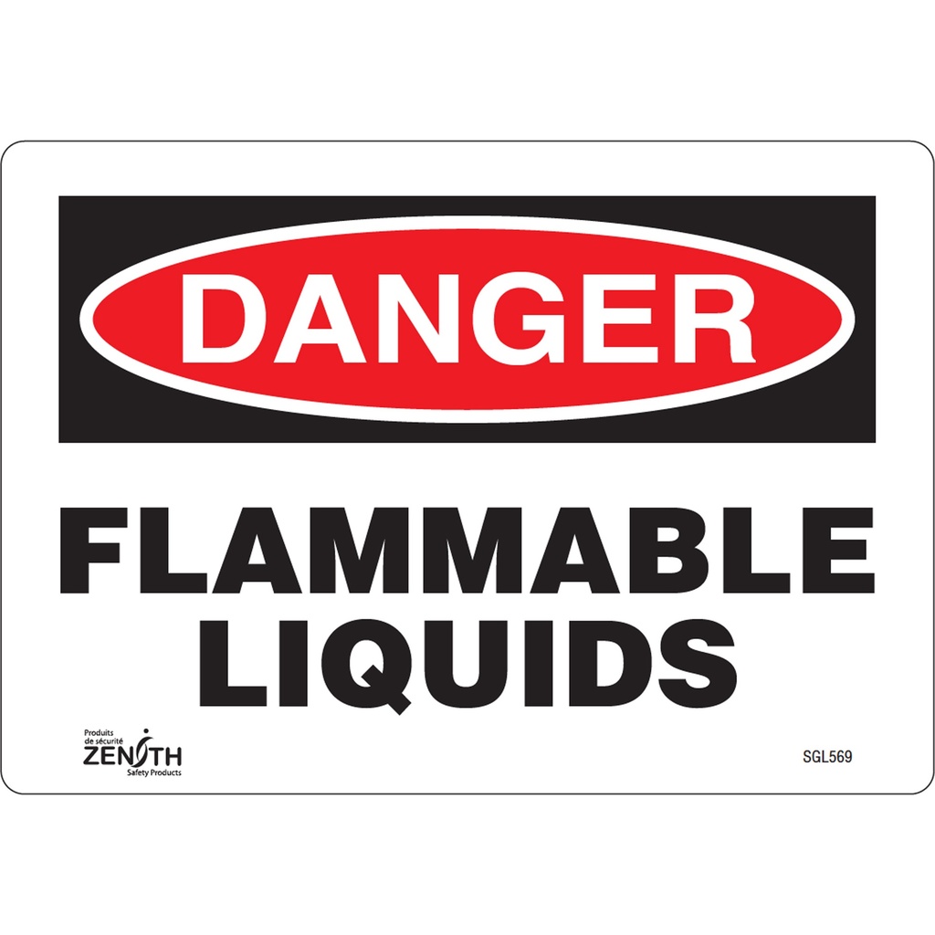 [ZEN-SGL569] Enseigne «Flammable Liquids» Vinyle 10" x 7"