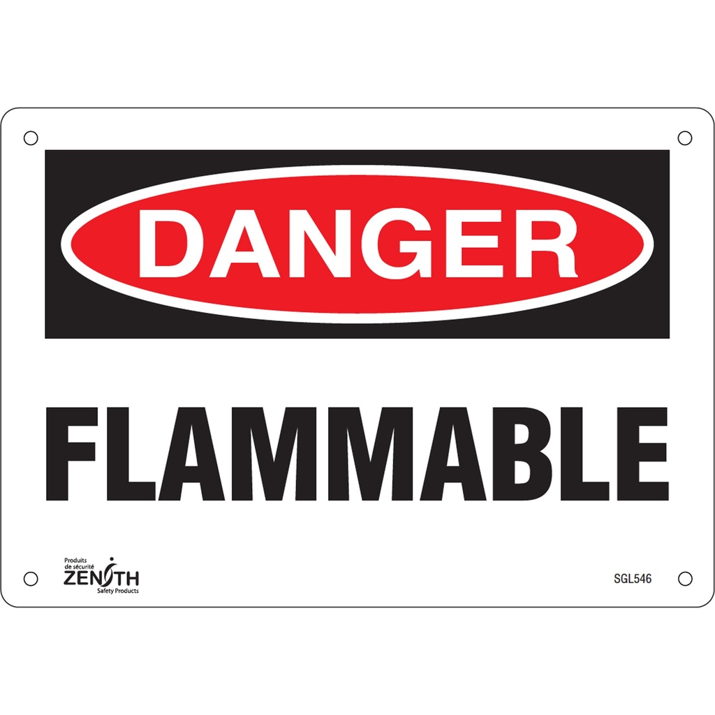 [ZEN-SGL546] Enseigne «Flammable» Plastique 10" x 7"