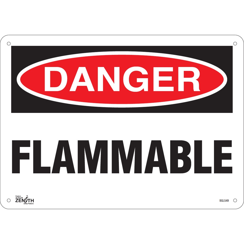 [ZEN-SGL549] Enseigne «Flammable» Plastique 14" x 10"