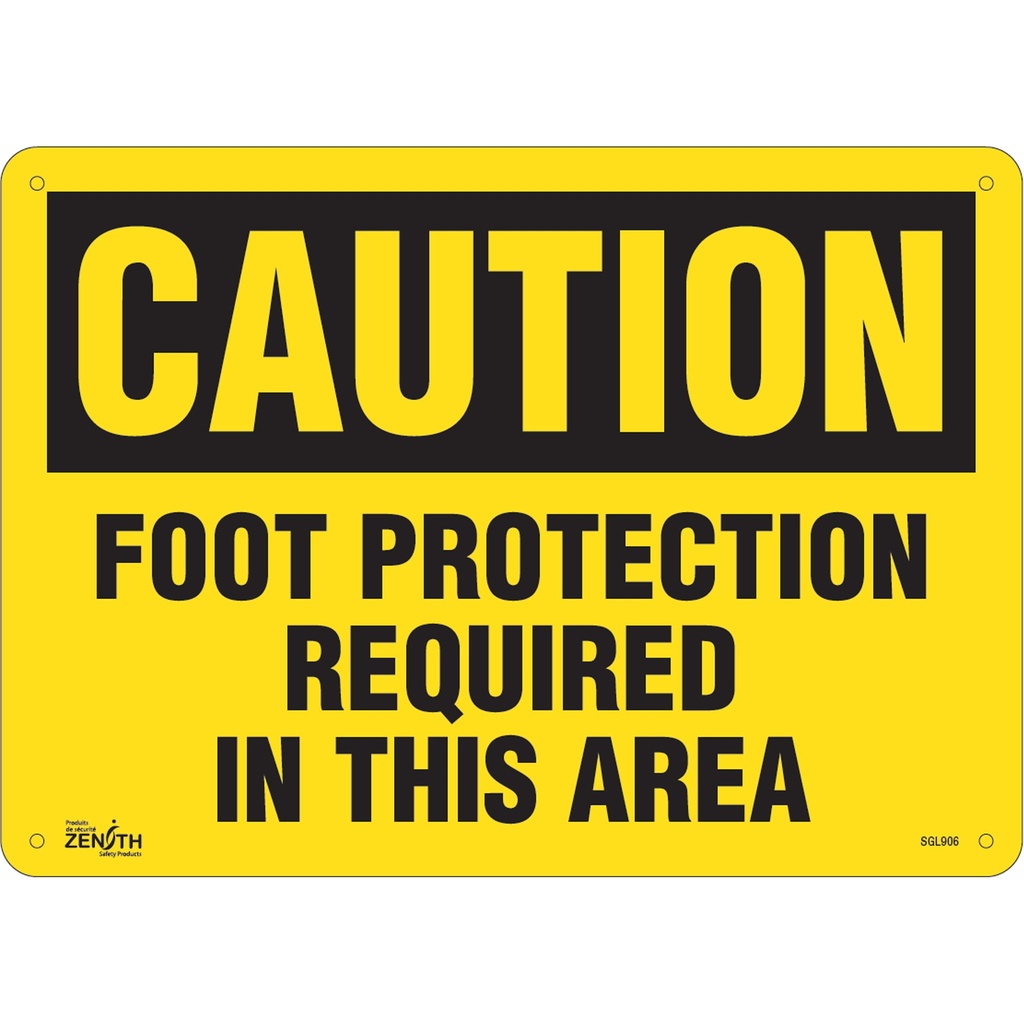 [ZEN-SGL906] Enseigne «Foot Protection Required» Aluminium 14" x 10"