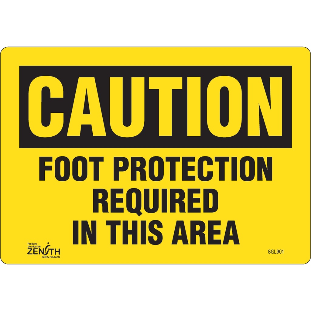 [ZEN-SGL901] Enseigne «Foot Protection Required» Vinyle 10" x 7"