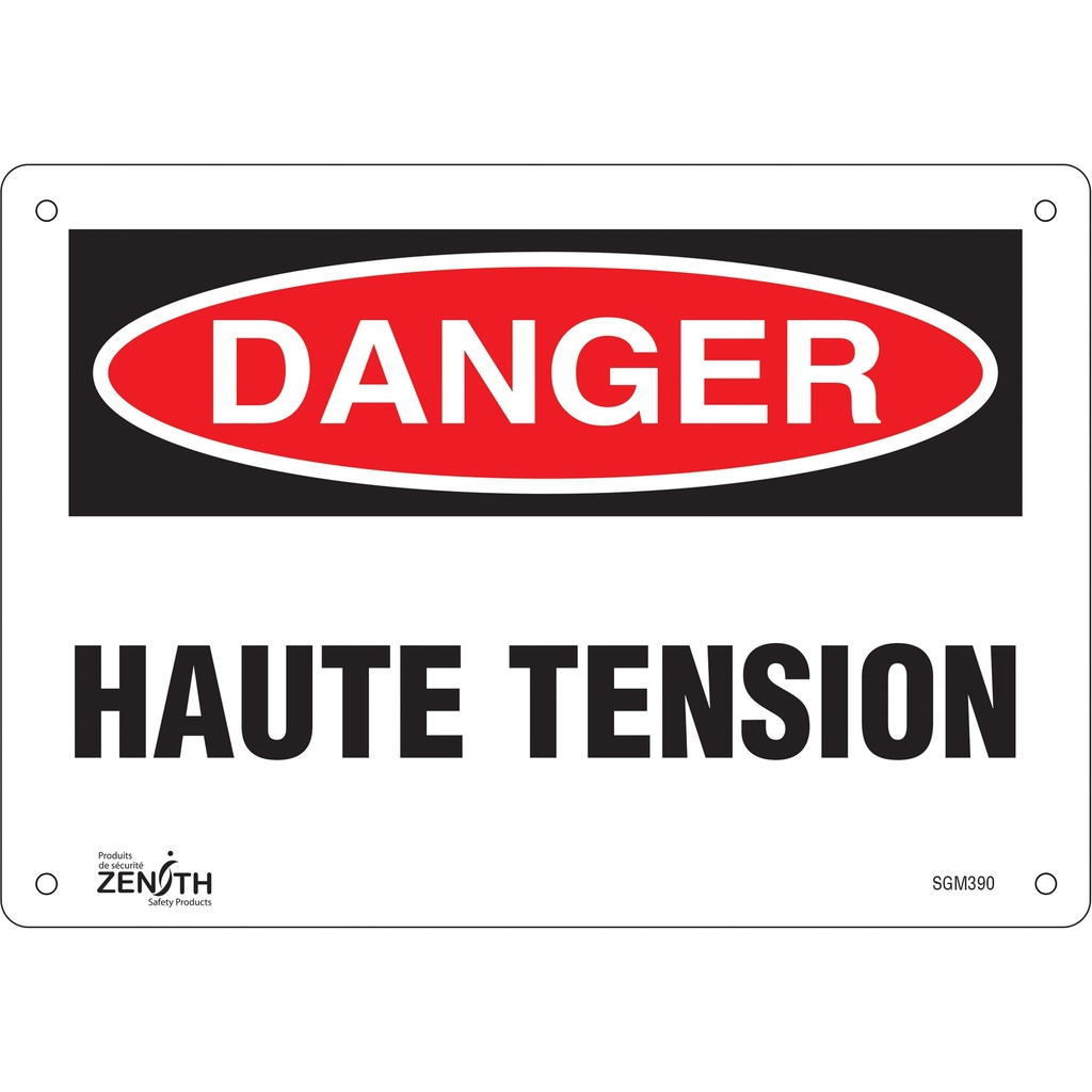 [ZEN-SGM390] Enseigne «Haute Tension» Plastique 10" x 7"
