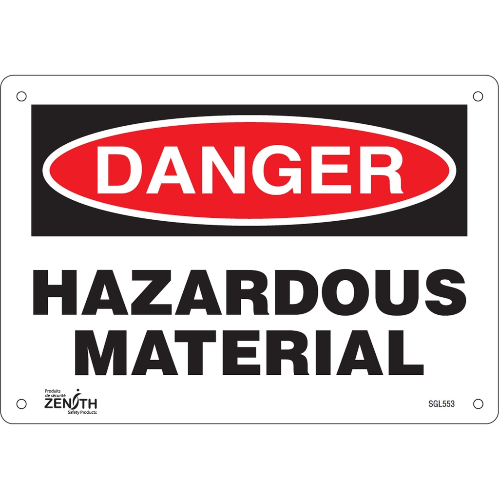 Enseigne «Hazardous Material» Aluminium 10" x 7"