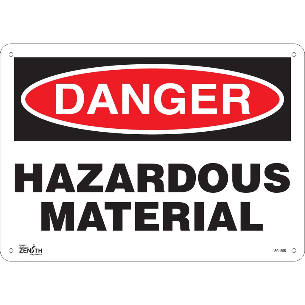 [ZEN-SGL555] Enseigne «Hazardous Material» Plastique 14" x 10"