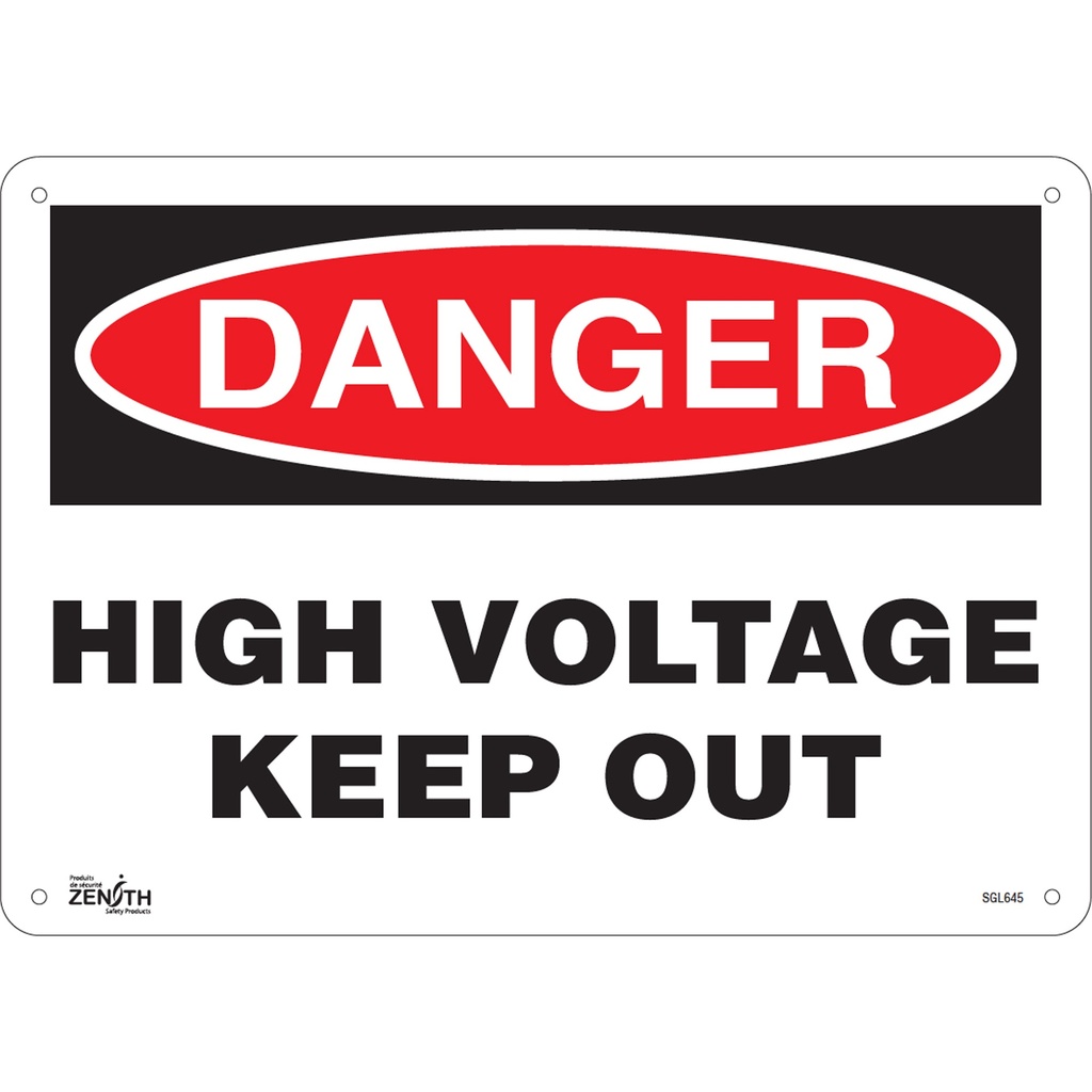 [ZEN-SGL645] Enseigne «High Voltage Keep Out» Plastique 14" x 10"