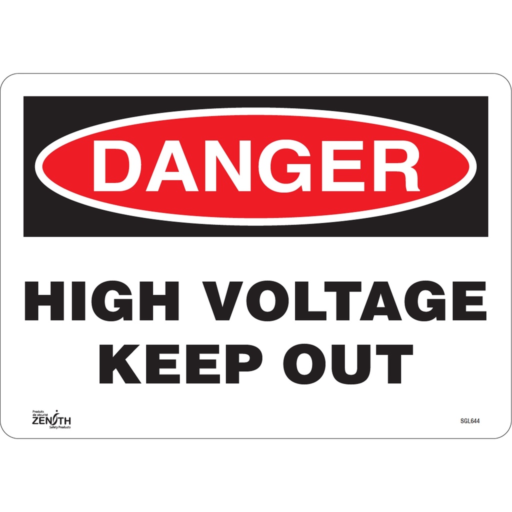 [ZEN-SGL644] Enseigne «High Voltage Keep Out» Vinyle 14" x 10"