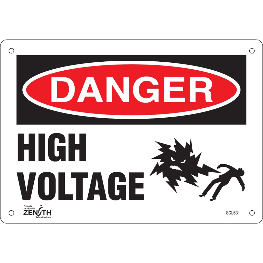 [ZEN-SGL631] Enseigne «High Voltage» Aluminium 10" x 7"