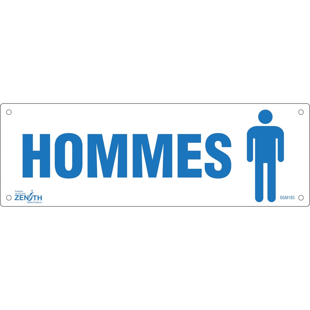 [ZEN-SGM183] Enseigne «Hommes» Plastique 12" x 4"