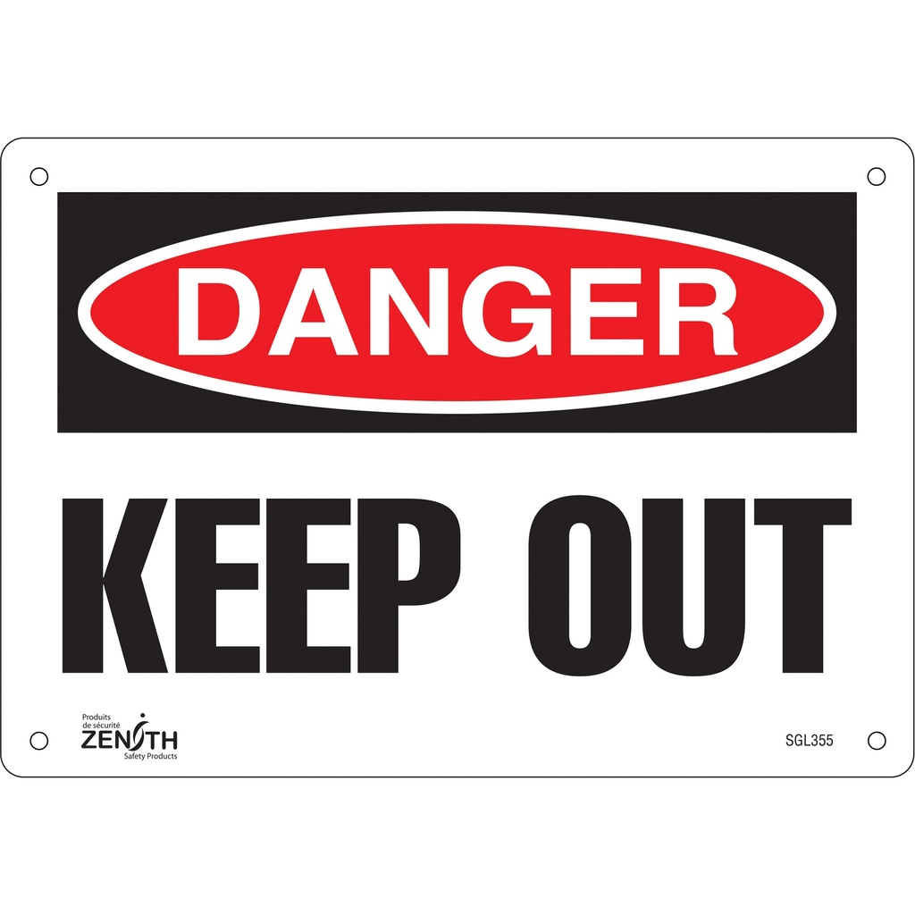 [ZEN-SGL355] Enseigne «Keep Out» Aluminium 10" x 7"