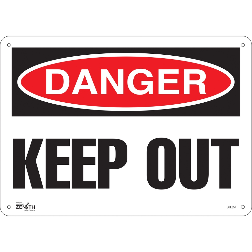 [ZEN-SGL357] Enseigne «Keep Out» Plastique 14" x 10"