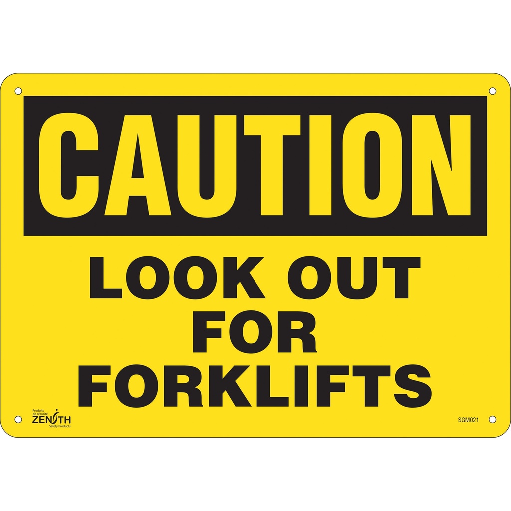 [ZEN-SGM021] Enseigne «Look Out For Forklifts» Aluminium 14" x 10"