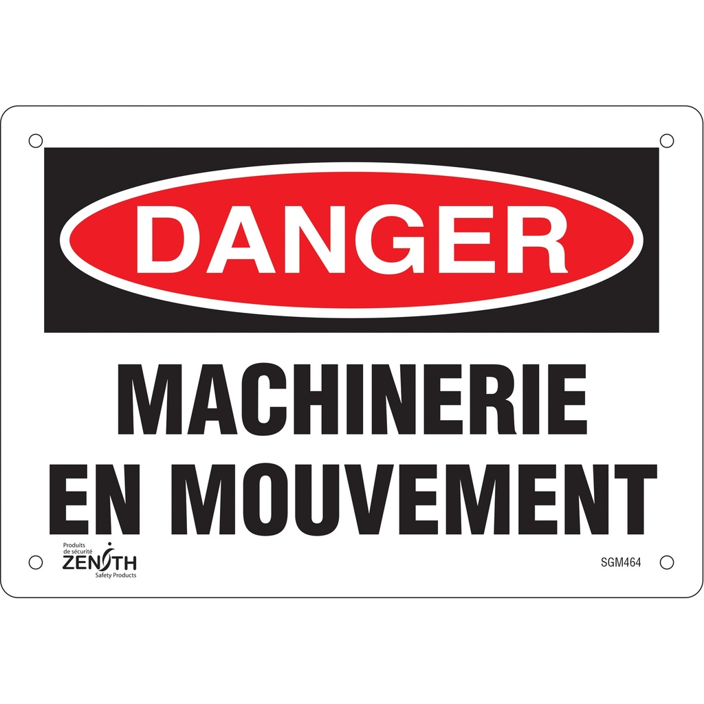 Enseigne «Machinerie en Mouvement» Plastique 10" x 7"