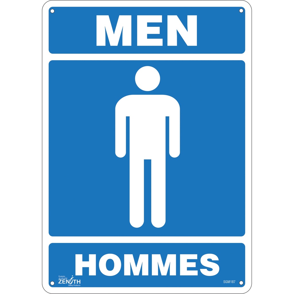[ZEN-SGM187] Enseigne «Men - Hommes» Plastique 10" x 14"