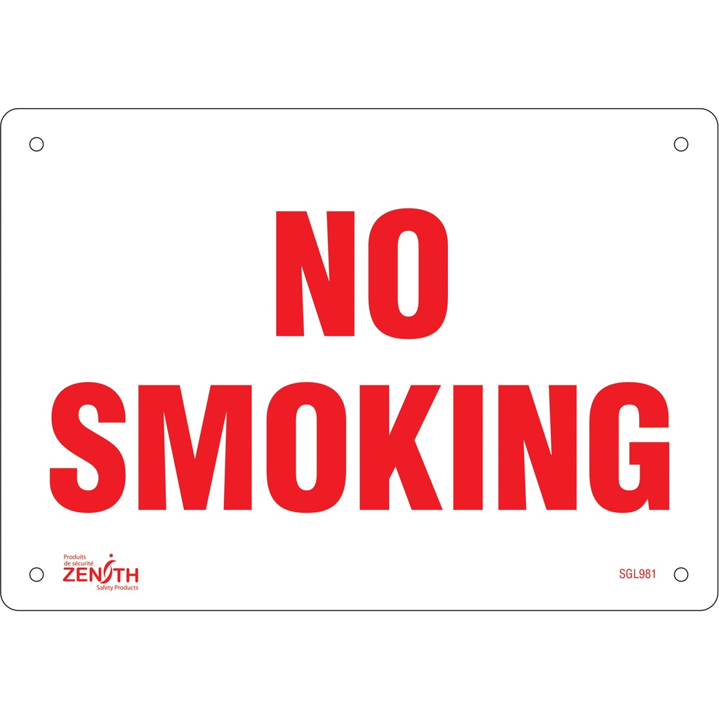 [ZEN-SGL981] Enseigne «No Smoking» Aluminium 10" x 7"