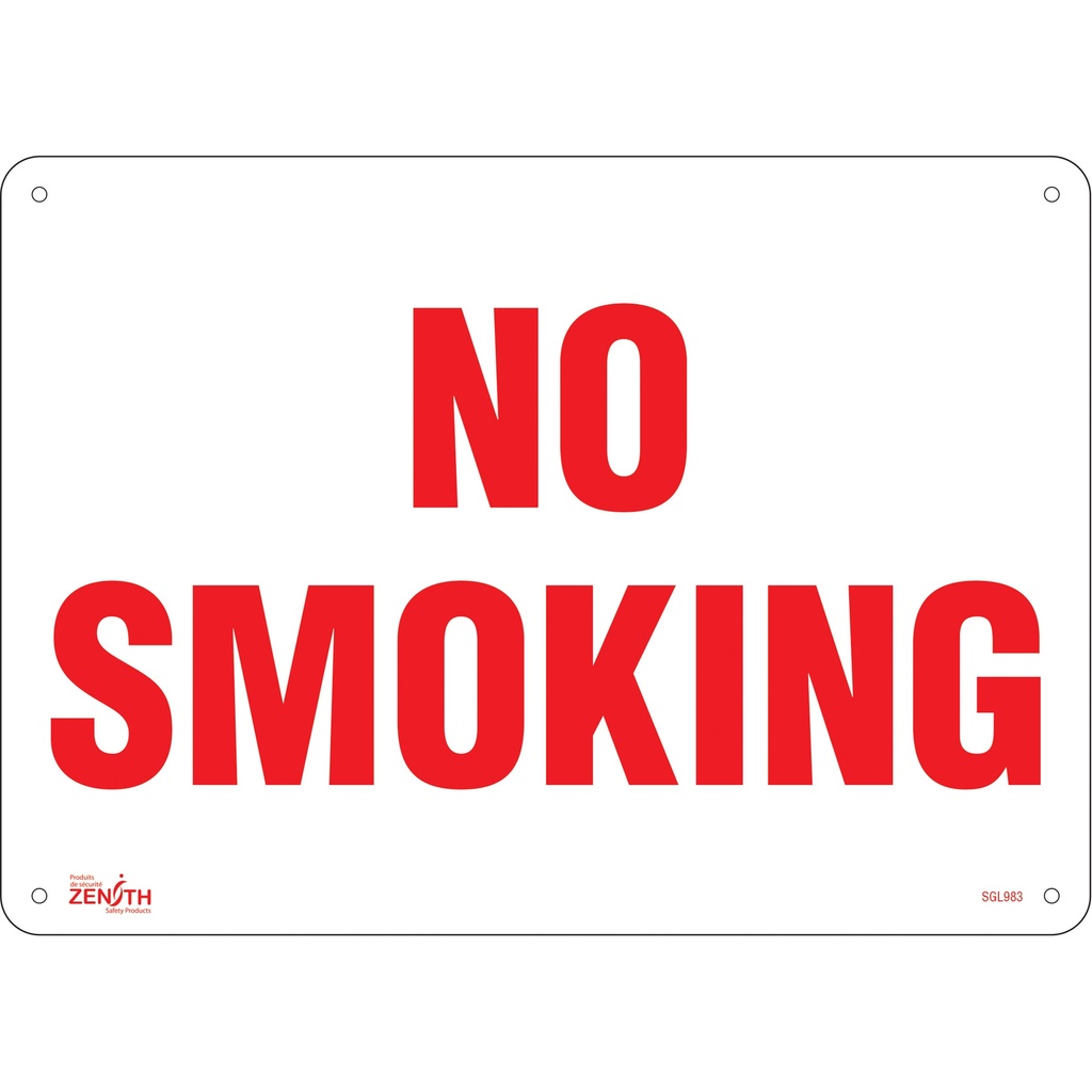 [ZEN-SGL983] Enseigne «No Smoking» Plastique 14" x 10"