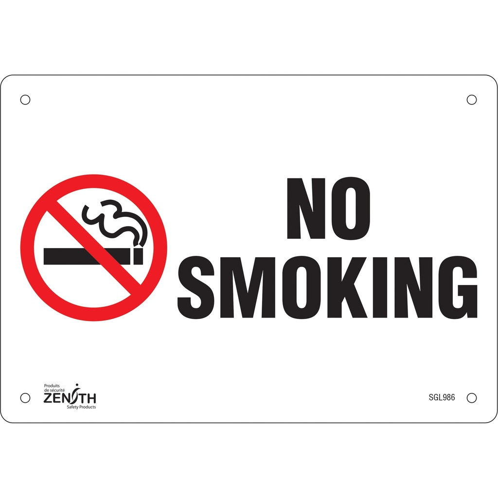 [ZEN-SGL986] Enseigne «No Smoking» Plastique 10" x 7"