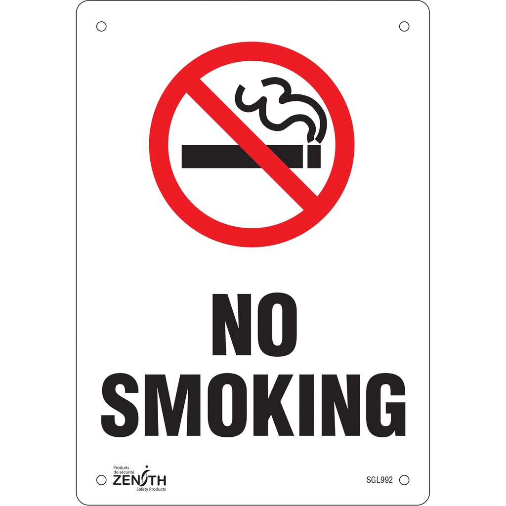 [ZEN-SGL992] Enseigne «No Smoking» Plastique 7" x 10"