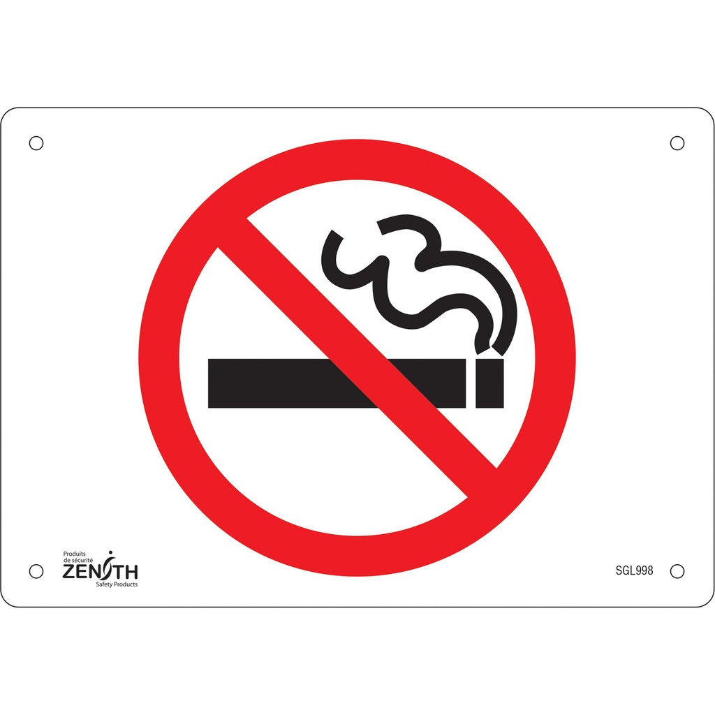 [ZEN-SGL998] Enseigne «No Smoking» Plastique 10" x 7"