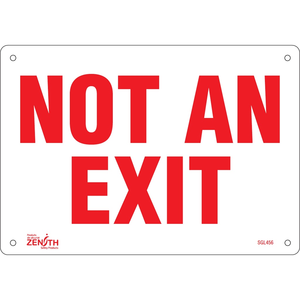 [ZEN-SGL456] Enseigne «Not An Exit» Plastique 10" x 7"