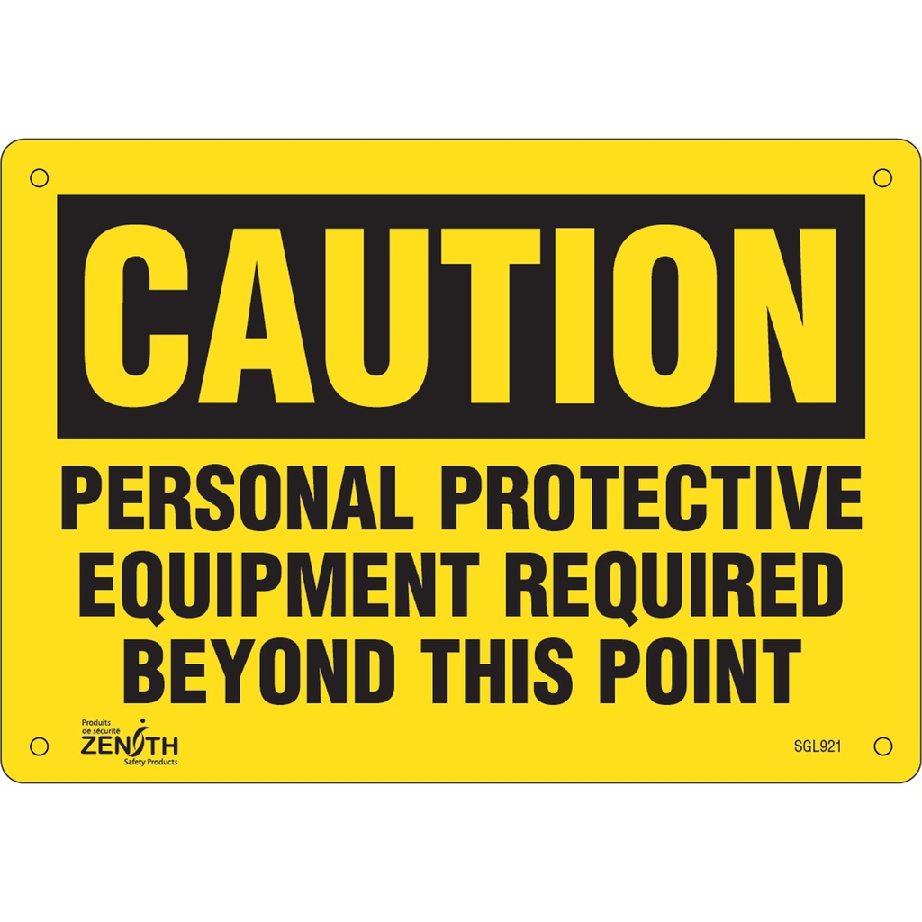 [ZEN-SGL921] Enseigne «Personal Protective Equipment Required» Aluminium 10" x 7"