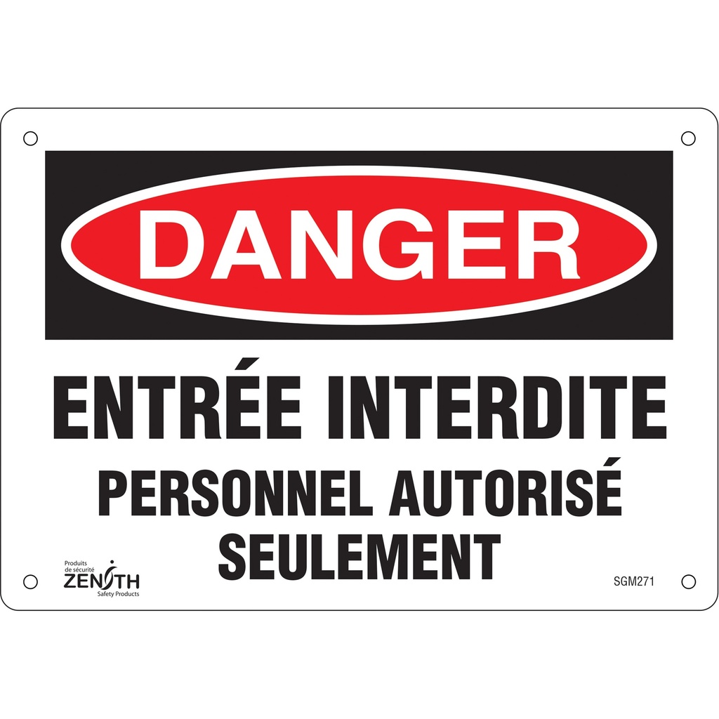 [ZEN-SGM271] Enseigne «Personnel Autorisé Seulement» Aluminium 10" x 7"