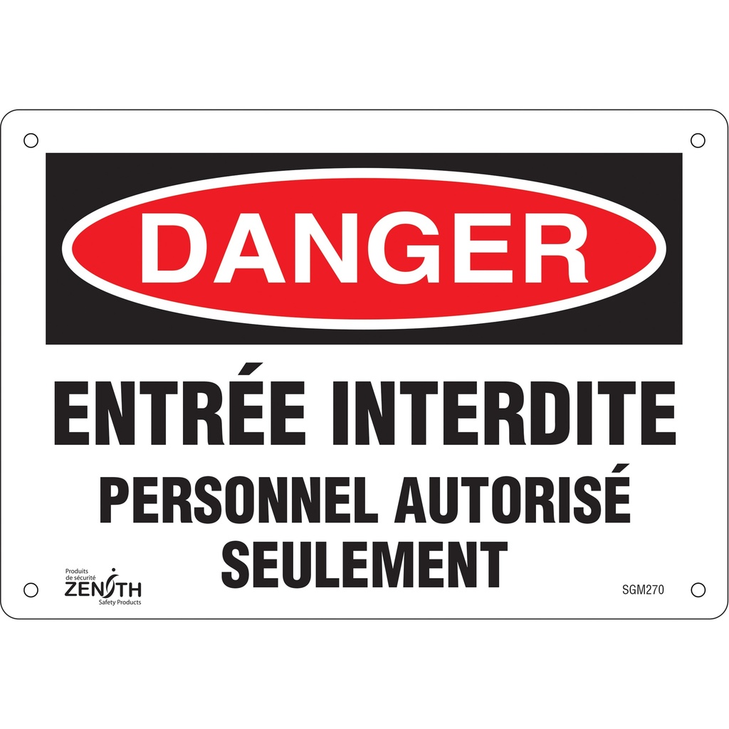 [ZEN-SGM270] Enseigne «Personnel Autorisé Seulement» Plastique 10" x 7"