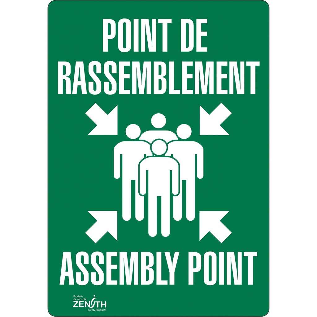 [ZEN-SGP171] Enseigne «Point de rassemblement/Assembly Point» Vinyle 10" x 14"