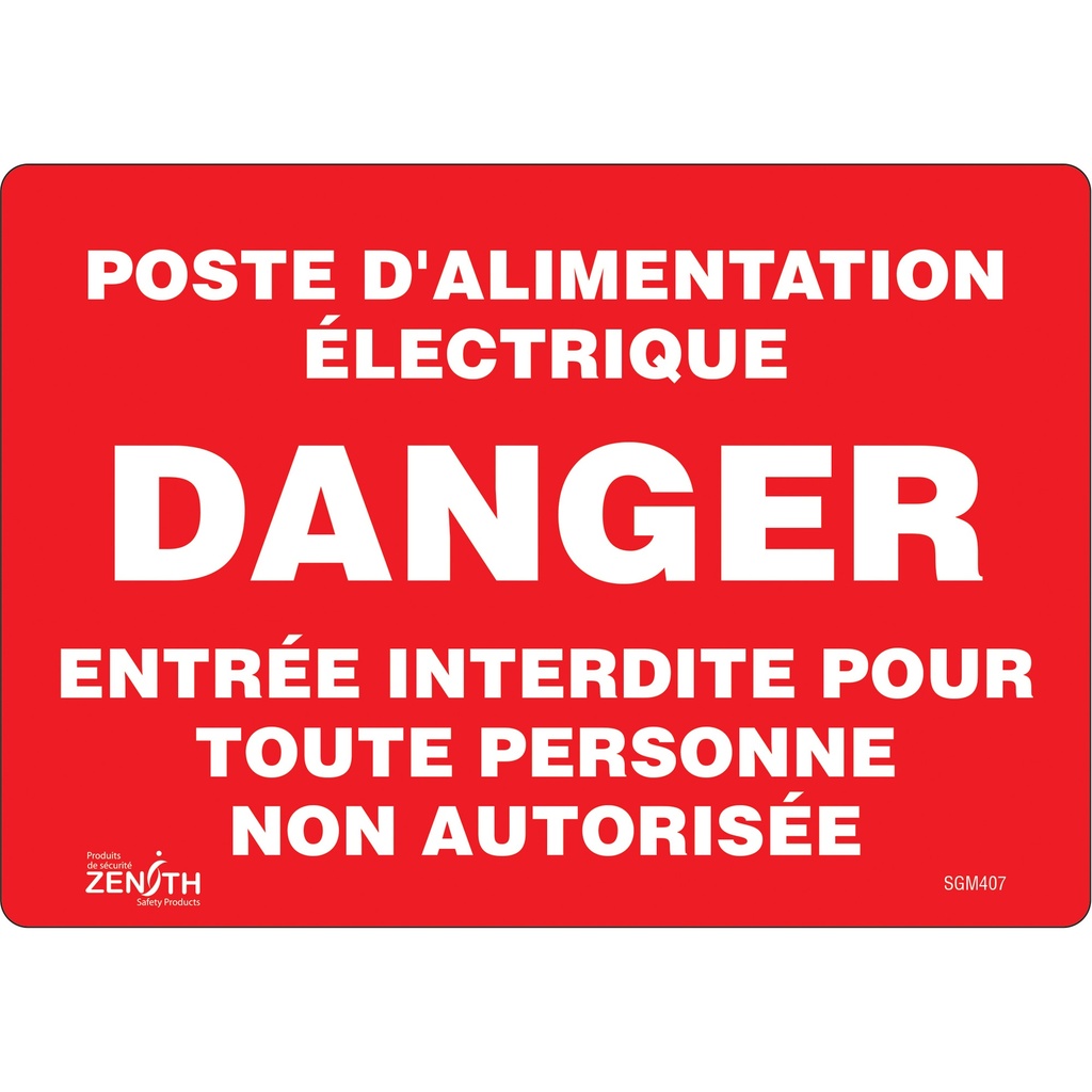 [ZEN-SGM407] Enseigne «Poste D'Alimentation Électrique» Vinyle 10" x 7"
