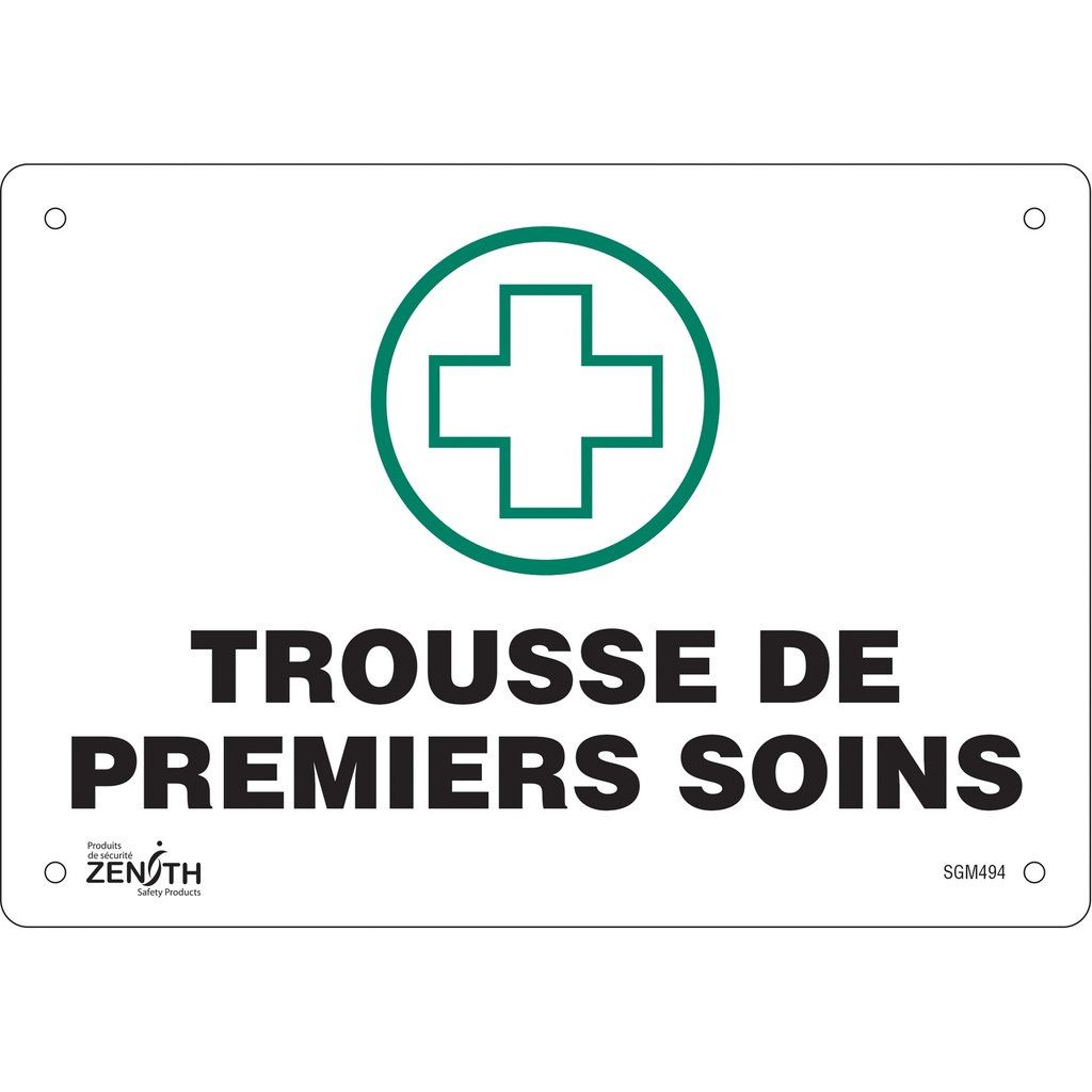 [ZEN-SGM494] Enseigne «Premiers Soins» Plastique 10" x 7"