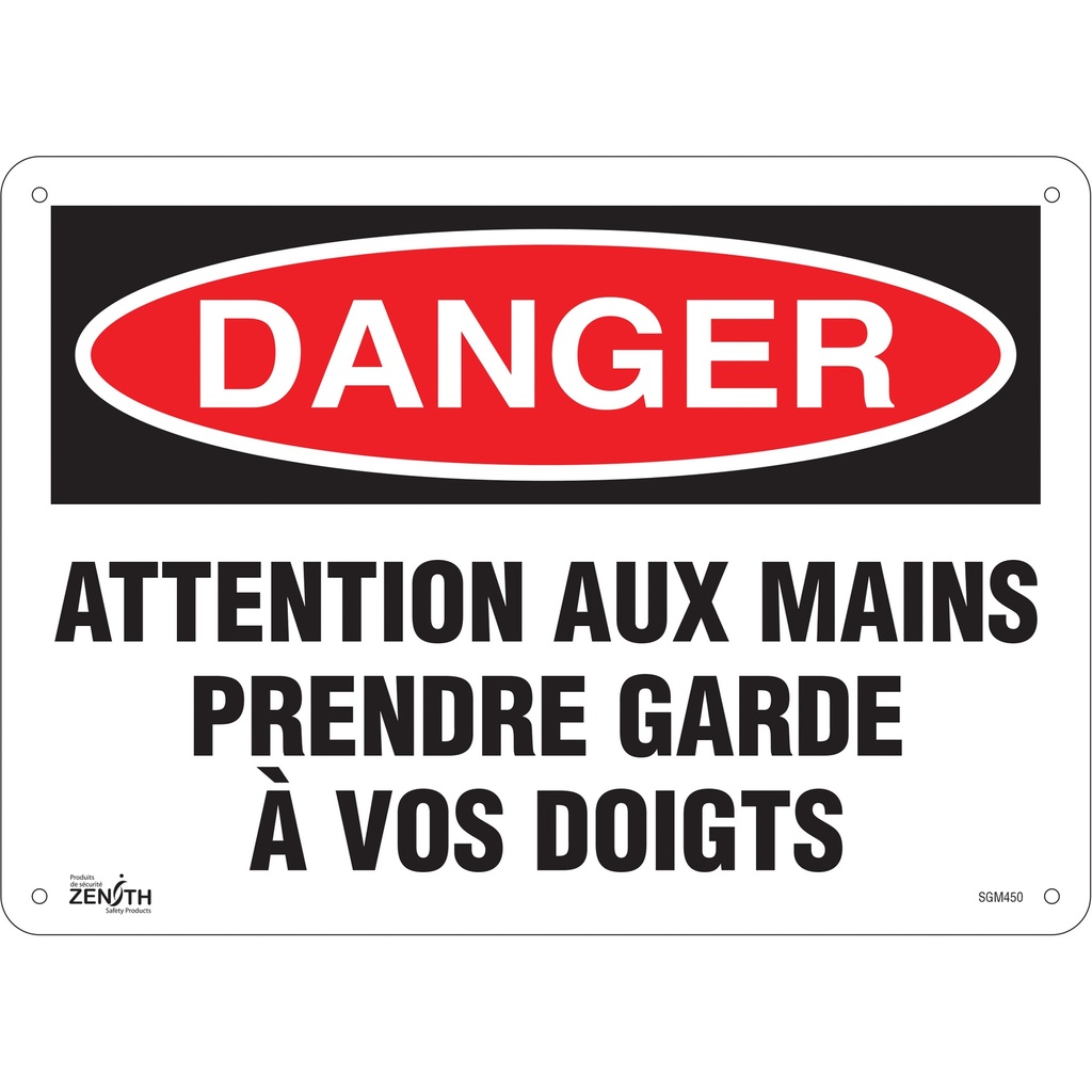 [ZEN-SGM450] Enseigne «Prendre Garde À Vos Doigts» Aluminium 14" x 10"