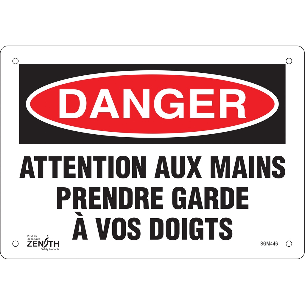 [ZEN-SGM446] Enseigne «Prendre Garde À Vos Doigts» Plastique 10" x 7"