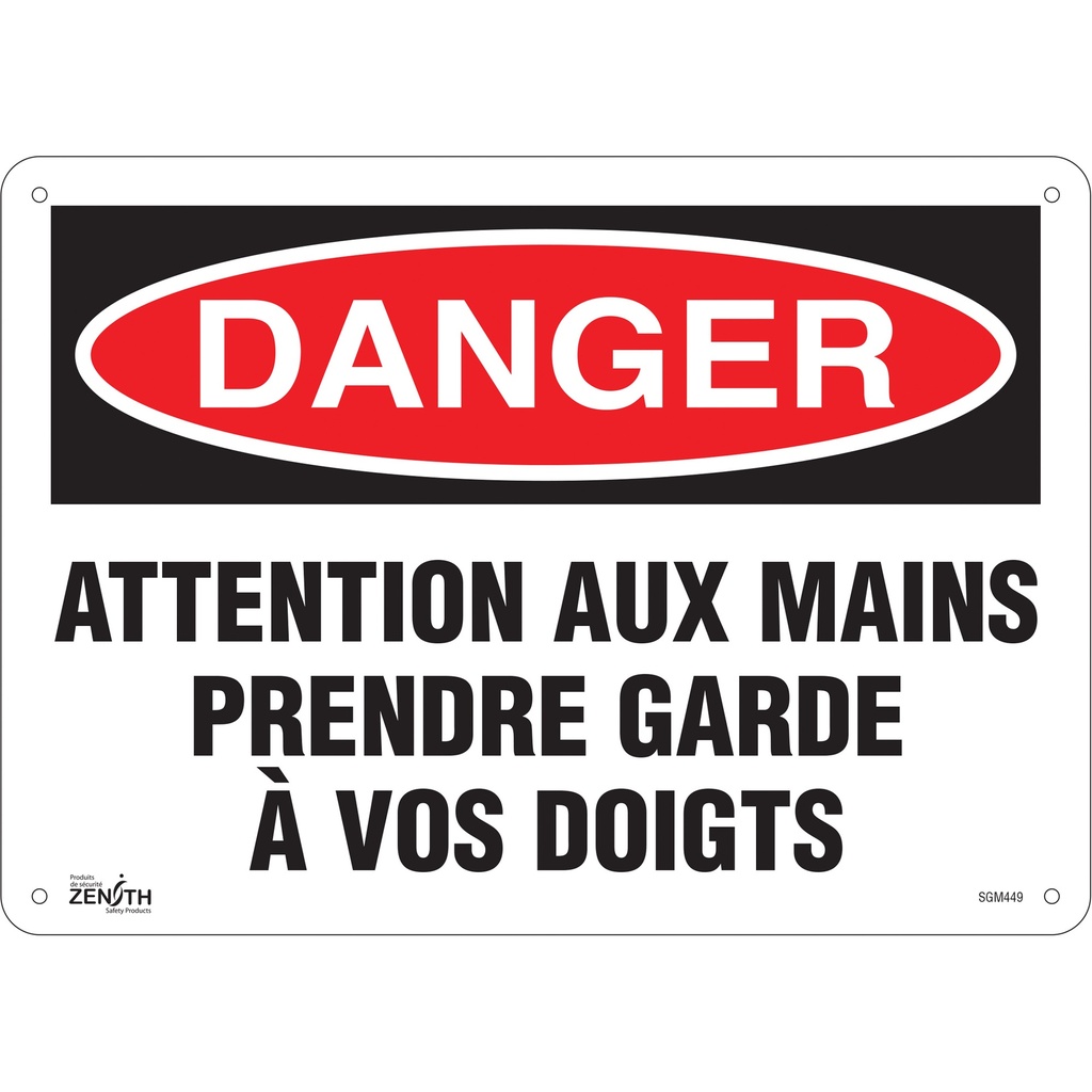 [ZEN-SGM449] Enseigne «Prendre Garde À Vos Doigts» Plastique 14" x 10"