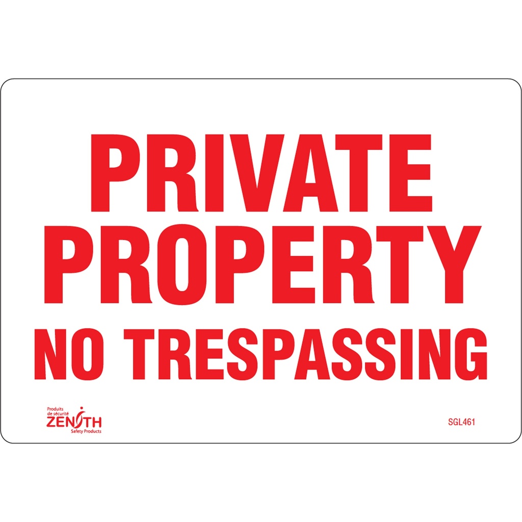 [ZEN-SGL461] Enseigne «Private Property» Vinyle 10" x 7"