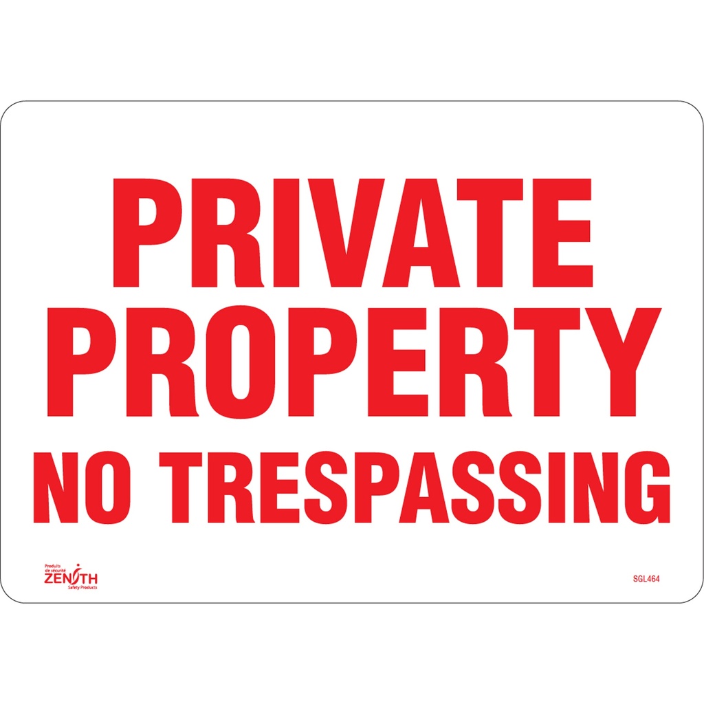 [ZEN-SGL464] Enseigne «Private Property» Vinyle 14" x 10"
