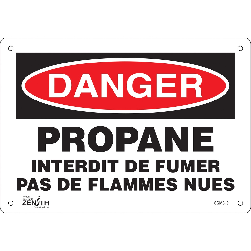 [ZEN-SGM319] Enseigne «Propane - Interdit De Fumer» Aluminium 10" x 7"