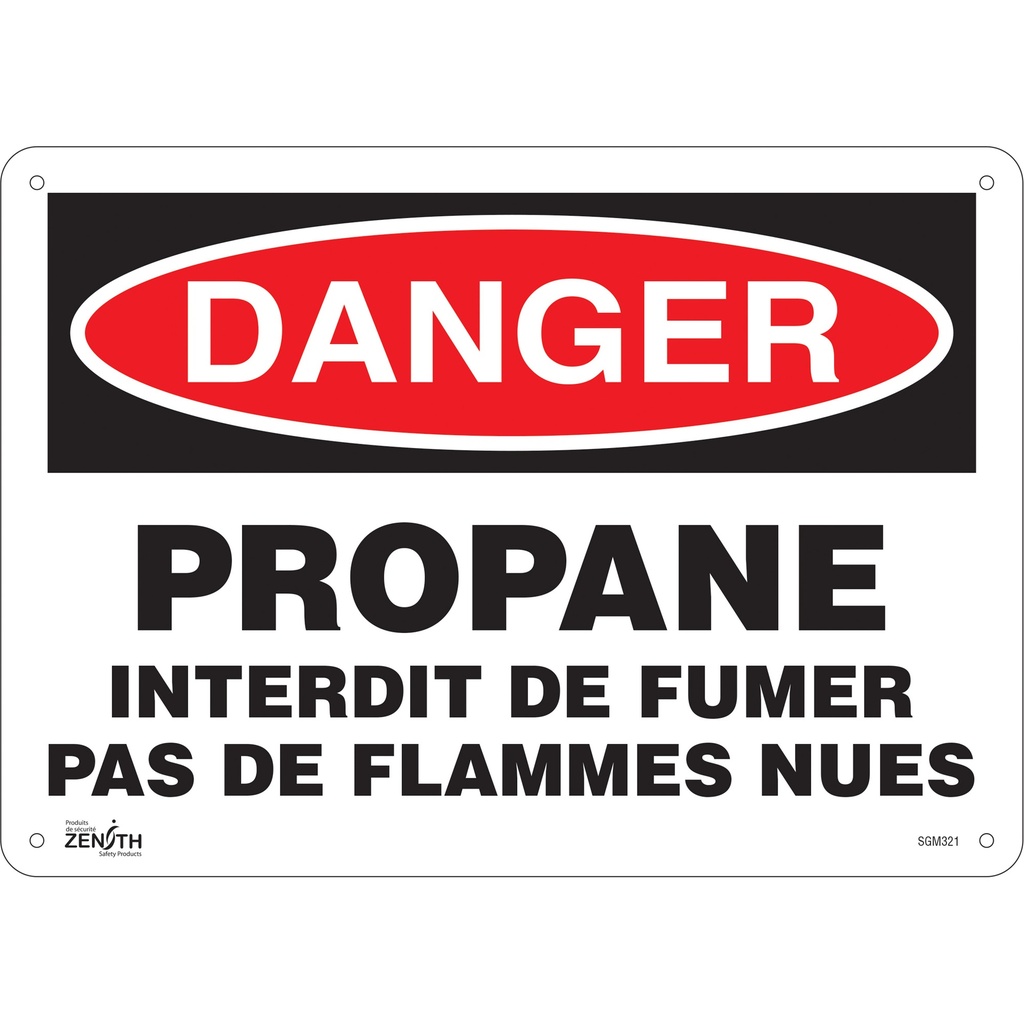 [ZEN-SGM321] Enseigne «Propane - Interdit De Fumer» Plastique 14" x 10"