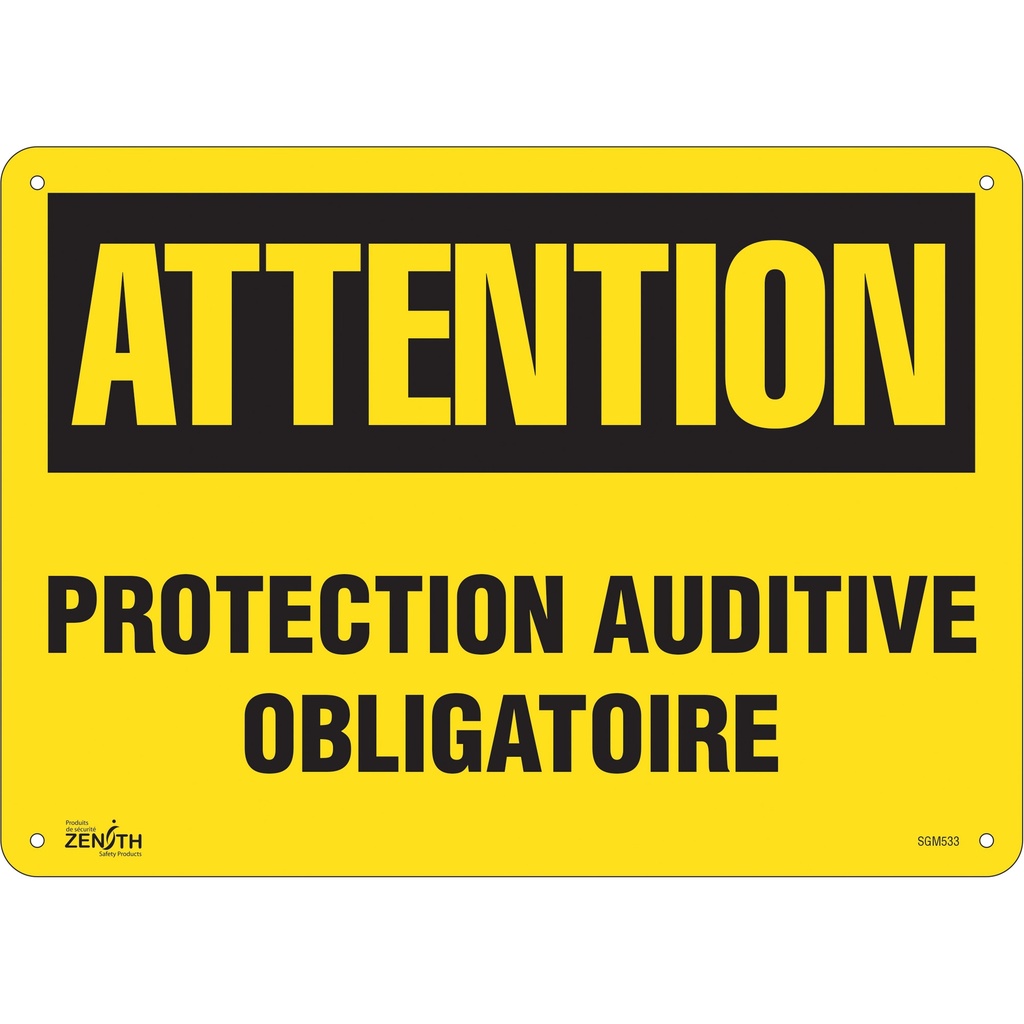 [ZEN-SGM533] Enseigne «Protection Auditive Obligatoire» Plastique 14" x 10"