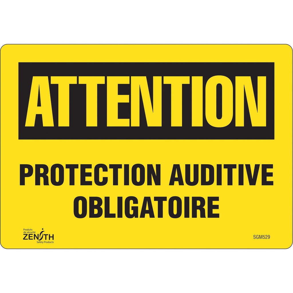 [ZEN-SGM529] Enseigne «Protection Auditive Obligatoire» Vinyle 10" x 7"