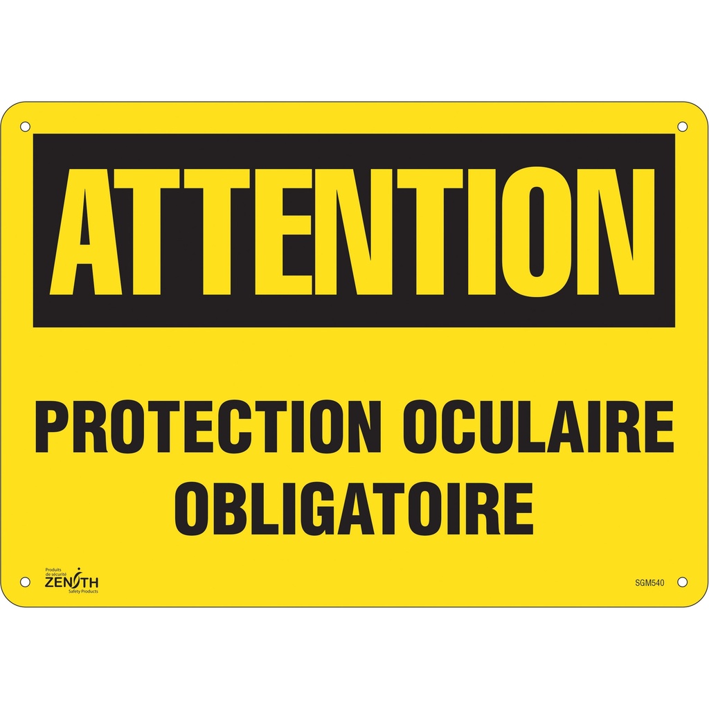 [ZEN-SGM540] Enseigne «Protection Oculaire Obligatoire» Aluminium 14" x 10"