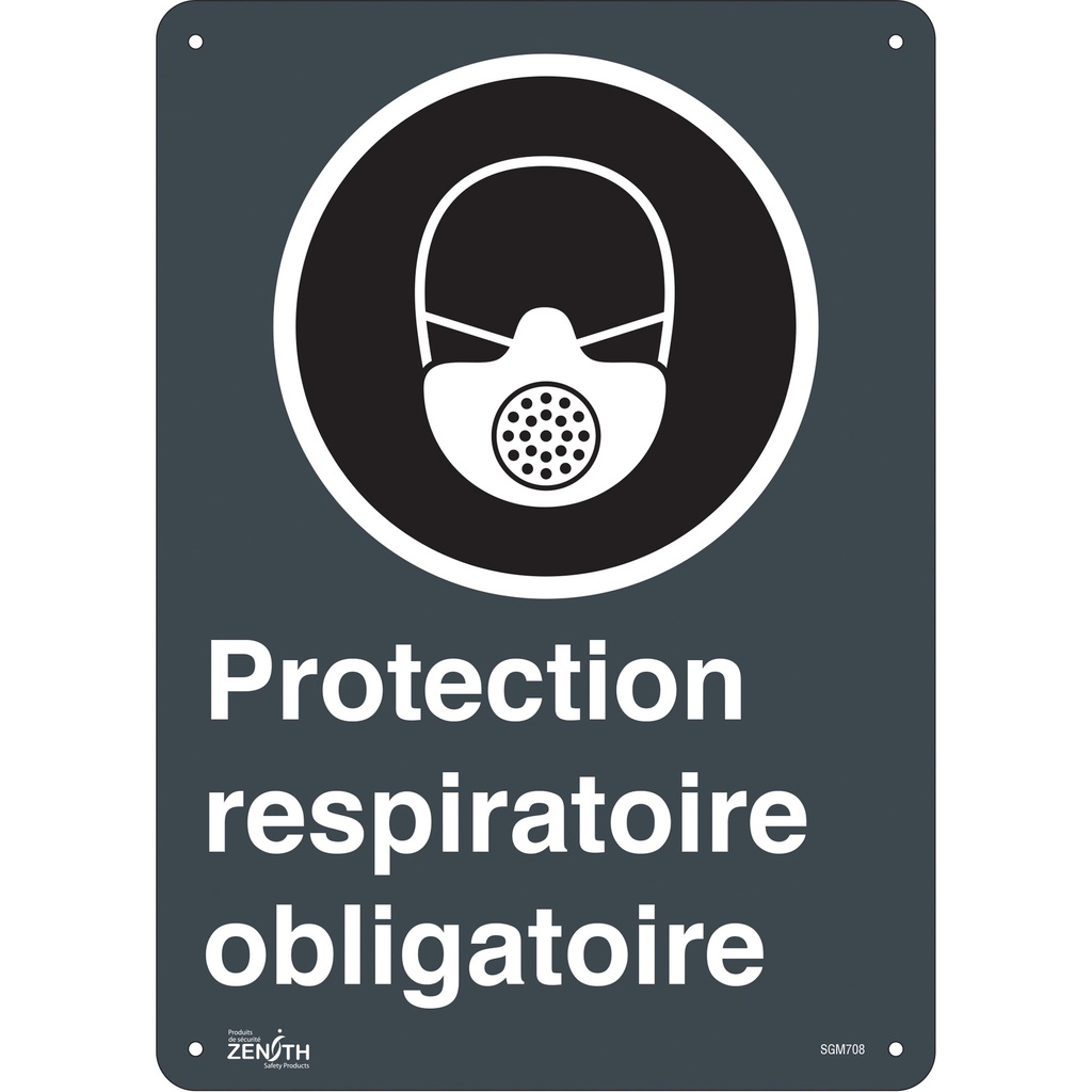 Enseigne «Protection Respiratoire Obligatoire» Aluminium 10" x 14"