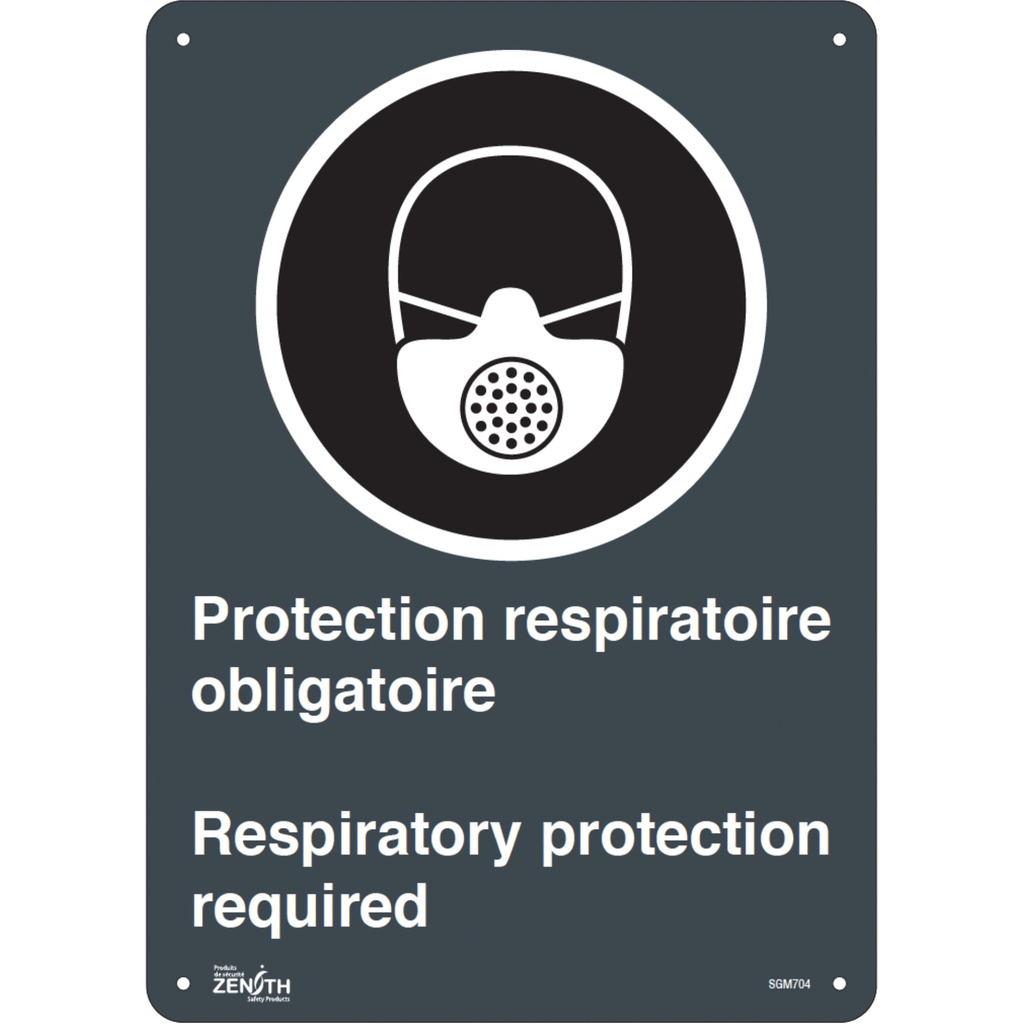 [ZEN-SGM704] Enseigne «Protection Respiratoire Respiratory Protection» Plastique 10" x 14"