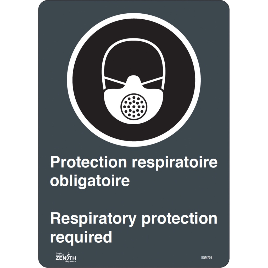 [ZEN-SGM703] Enseigne «Protection Respiratoire Respiratory Protection» Vinyle 10" x 14"