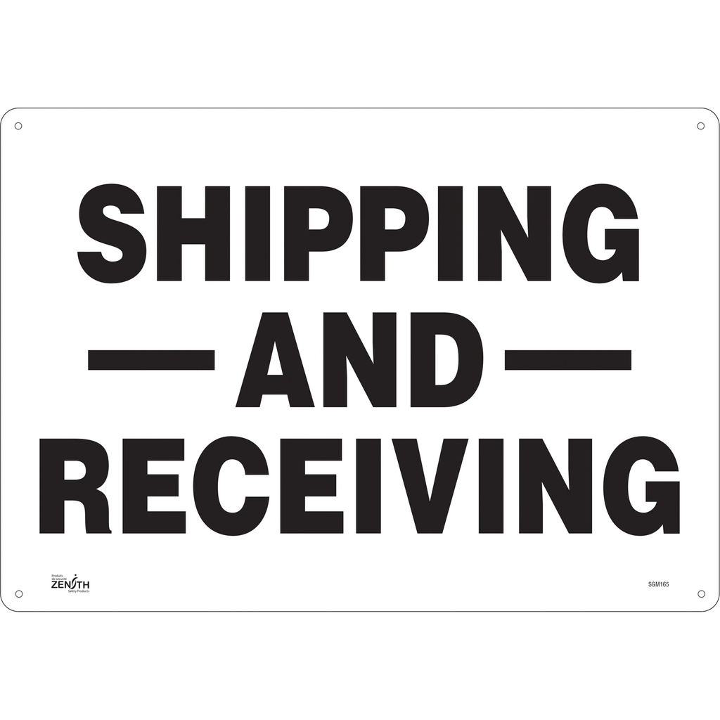 [ZEN-SGM165] Enseigne «Shipping And Receiving» Plastique 20" x 14"