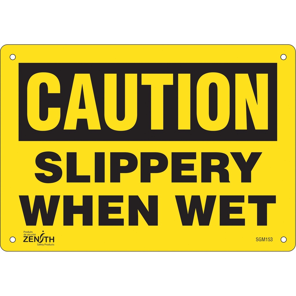 [ZEN-SGM153] Enseigne «Slippery When Wet» Aluminium 10" x 7"